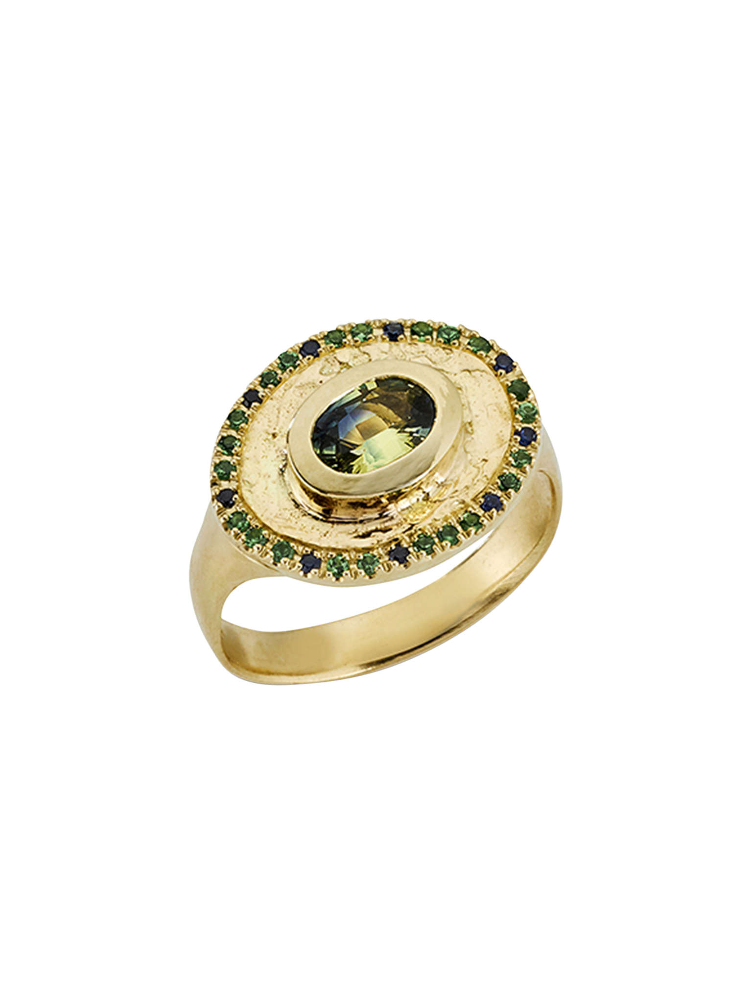 Theseus ring with parti sapphire - 18k solid gold